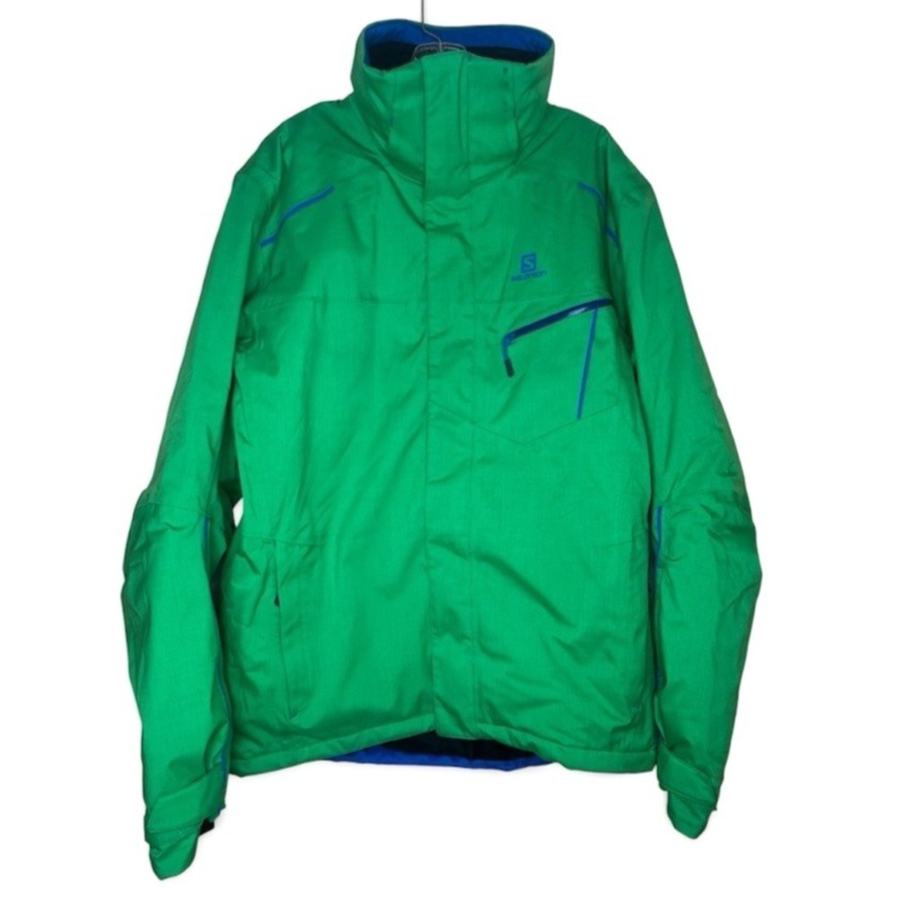 Solomon Snow Board Ski‎ Jacket Men's XL Bright Green w/ Blue Trim EUC